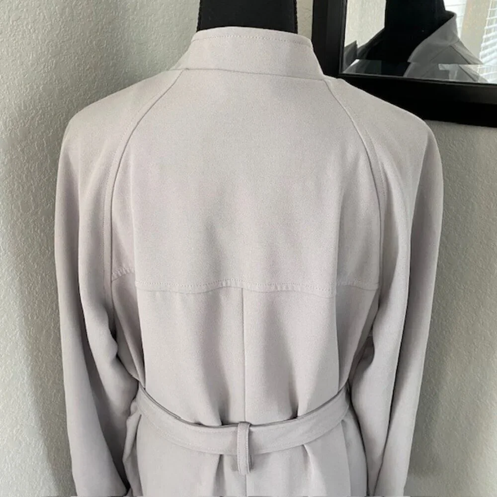 RACHEL ROY Luxe Crepe Trench Long Coat Gray Mist XL NWT